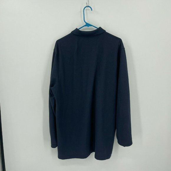 #154 L.L. Bean Mens Traditional Fit Long Sleeve Polo Shirt Large Reg Blue Collar - Picture 2 of 8